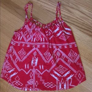 Billabong Size Small Red-Orange Patterned Tank Top